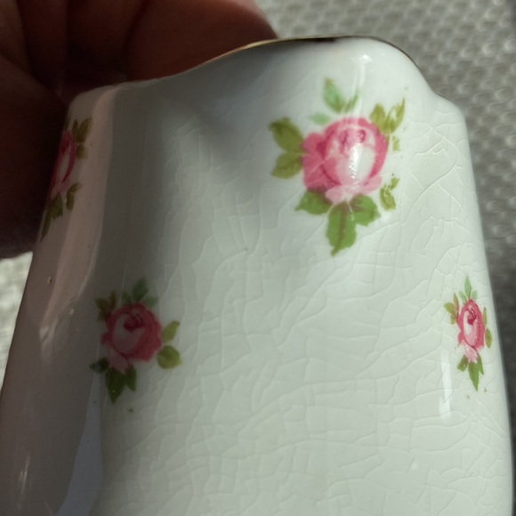 Vintage Crown Staffordshire Pink Roses Open Sugar & Creamer - Picture 11 of 11